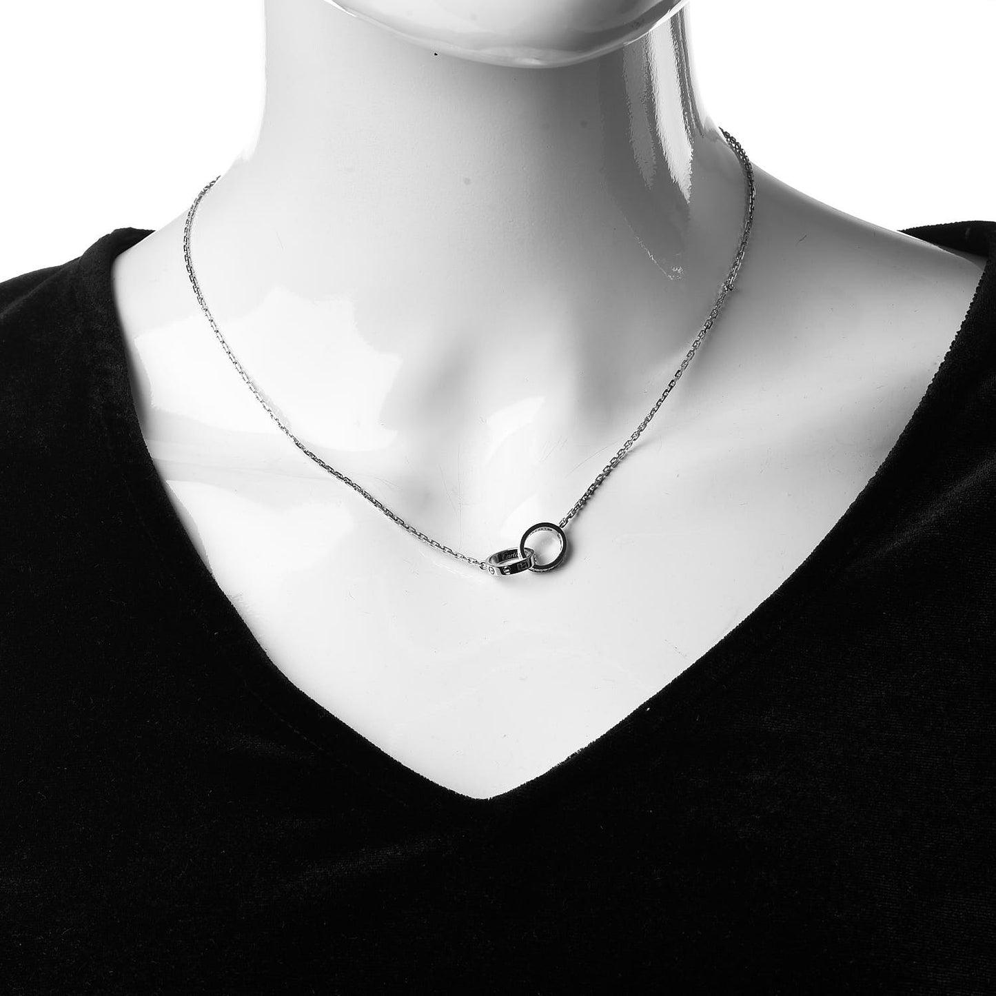 18K White Gold Diamond Interlocking LOVE Necklace