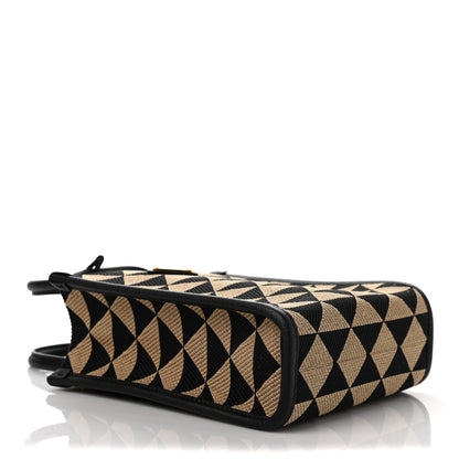 Prada Jacquard Saffiano Triangolo Symbole Embroidered Micro Tote Black Corda 3 of 8