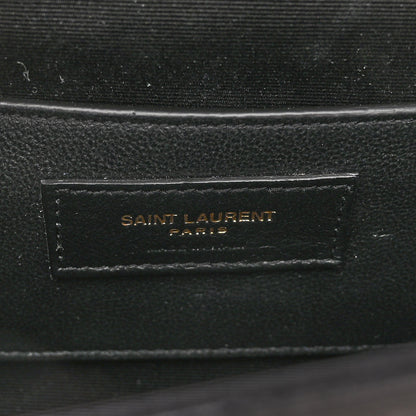 Saint Laurent Lambskin Mixed Matelasse Triquilt Small Monogram Satchel Black 6 of 9