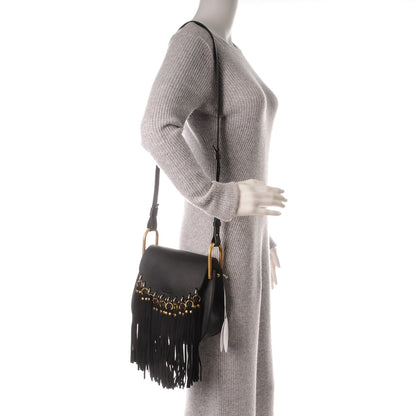 Chloe Calfskin Small Hudson Fringe Shoulder Bag Black 2 of 6