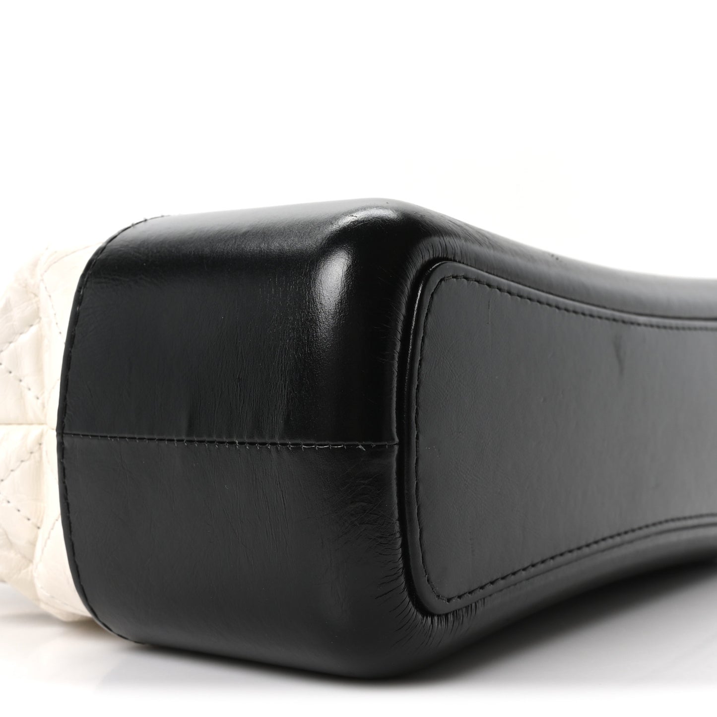 Aged Calfskin Quilted Medium Gabrielle Hobo Black White
