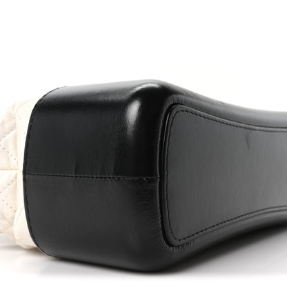 Chanel Aged Calfskin Quilted Medium Gabrielle Hobo Black White 9 of 10