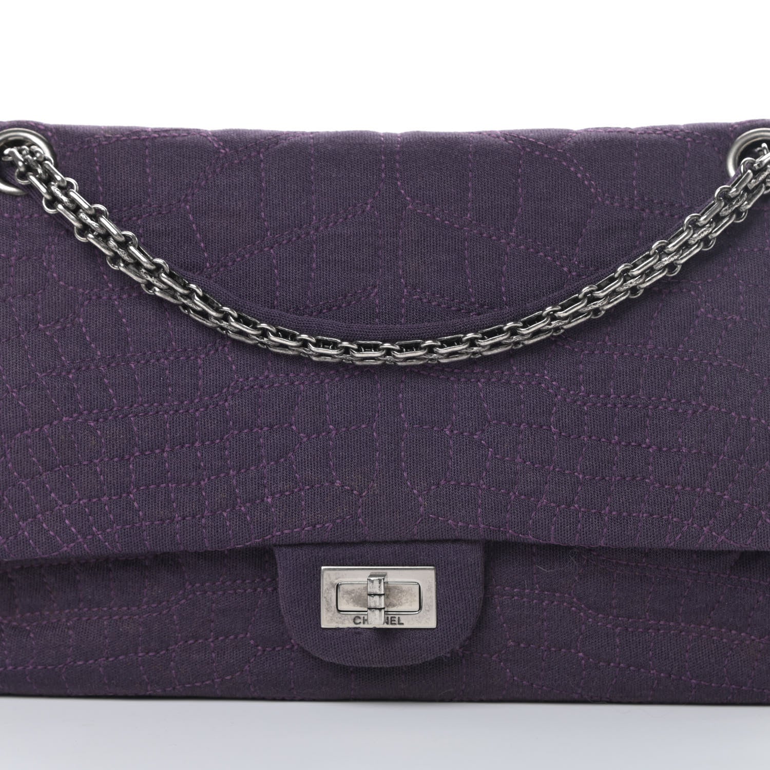 Chanel Jersey Coco's Croc 2.55 Reissue 226 Flap Purple 8 of 14