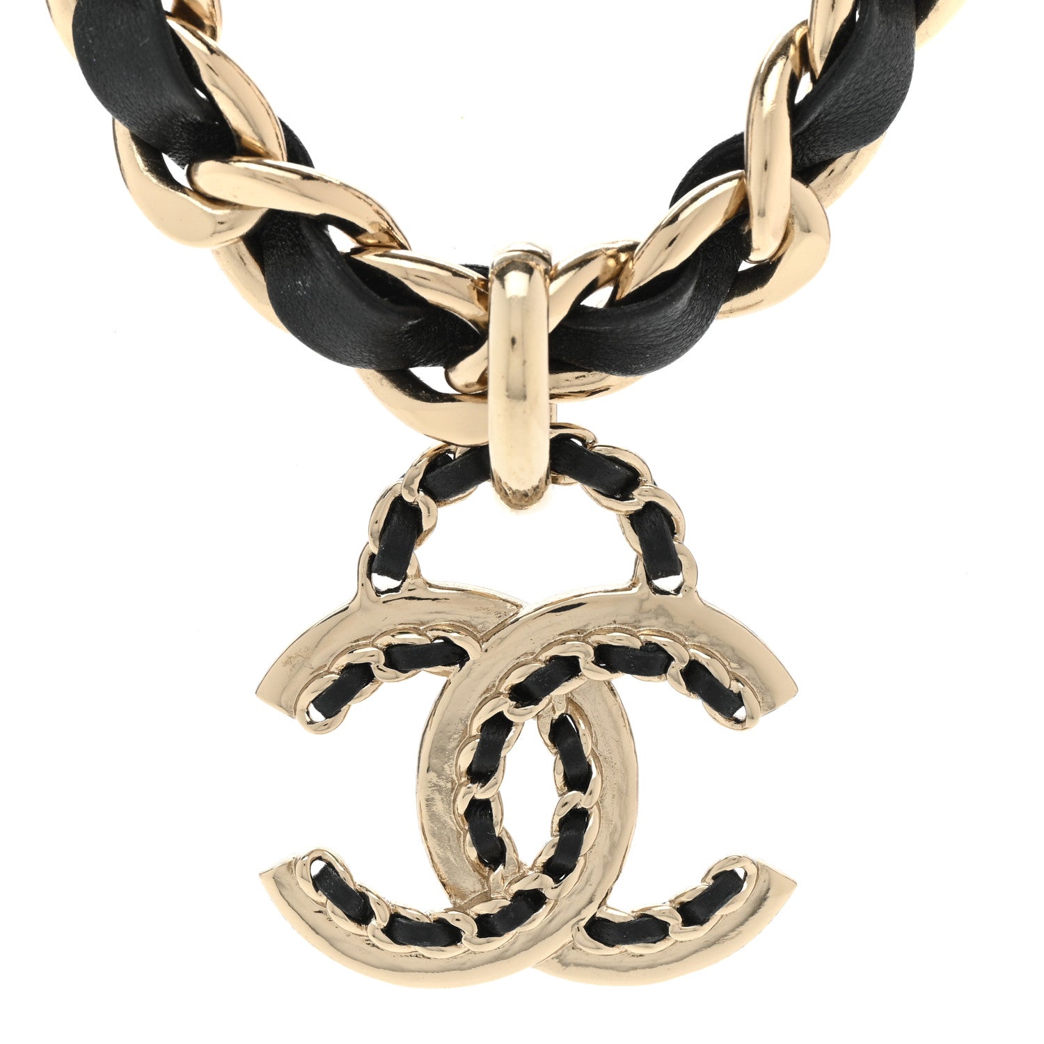 Chanel Metal Lambskin CC Choker Necklace Black Gold 4 of 6