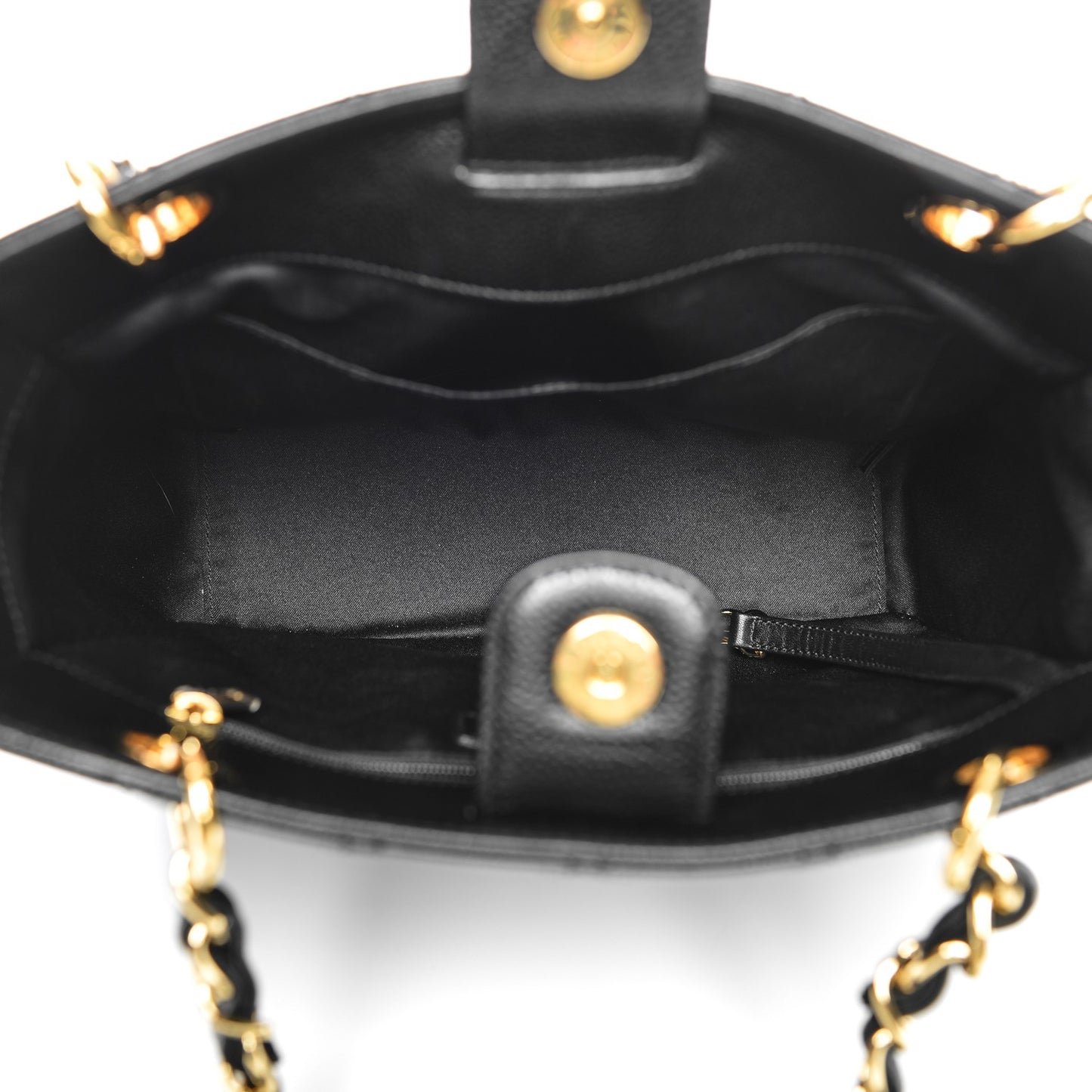 Caviar Quilted Petit Shopping Tote PST Black