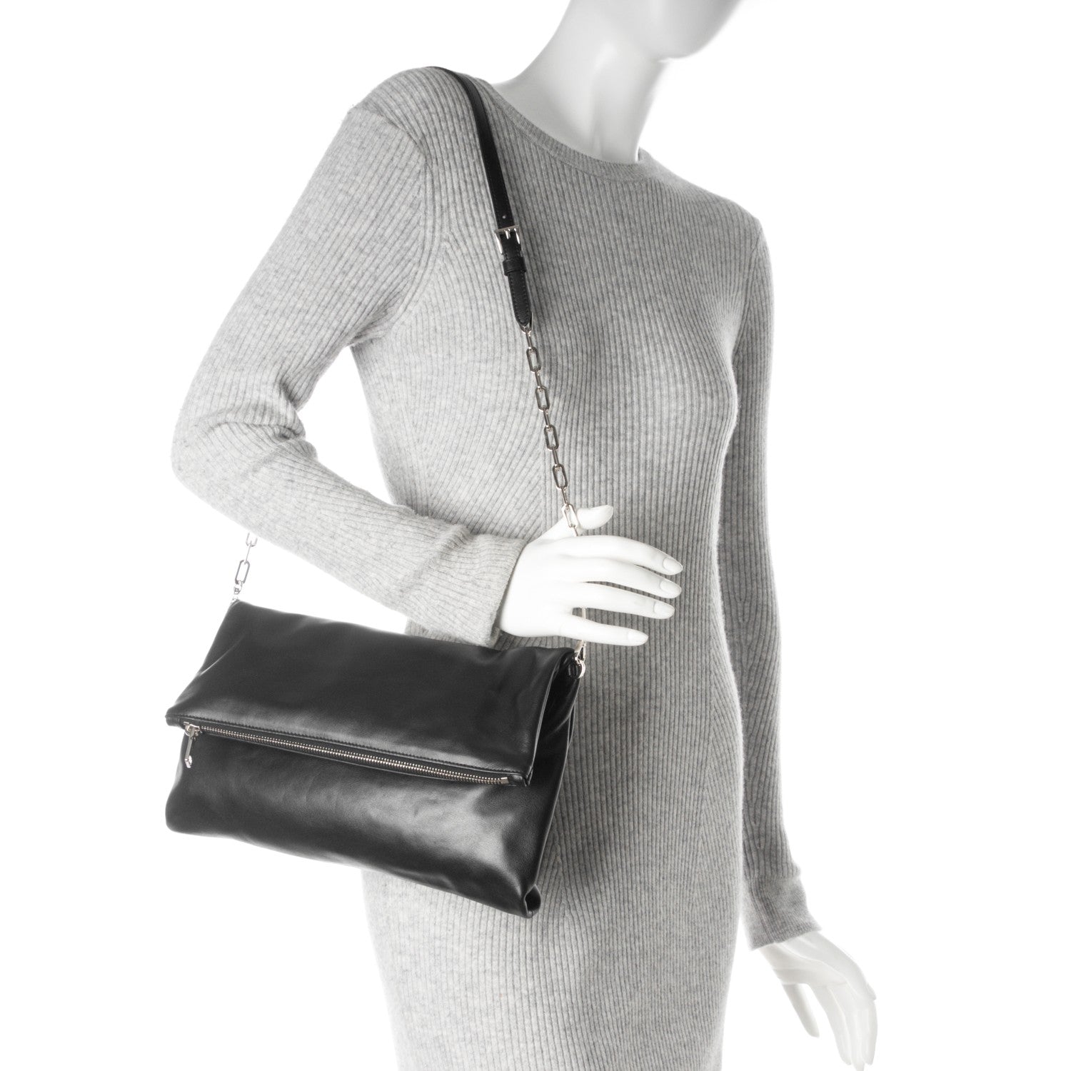 Prada Soft Calf Fold Over Clutch Nero Black 2 of 7
