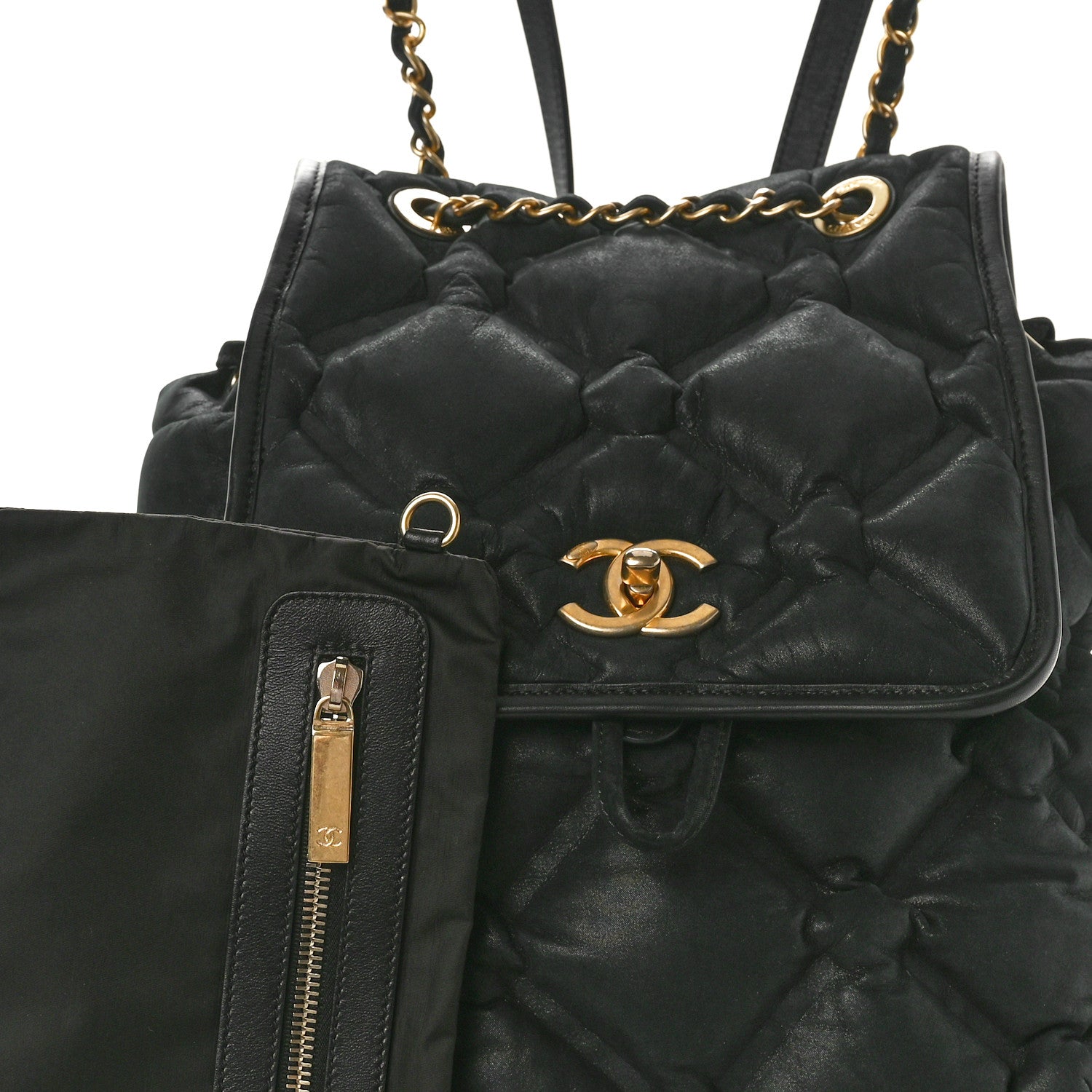 Chanel Iridescent Calfskin Quilted Chesterfield Backpack Black 9 of 11
