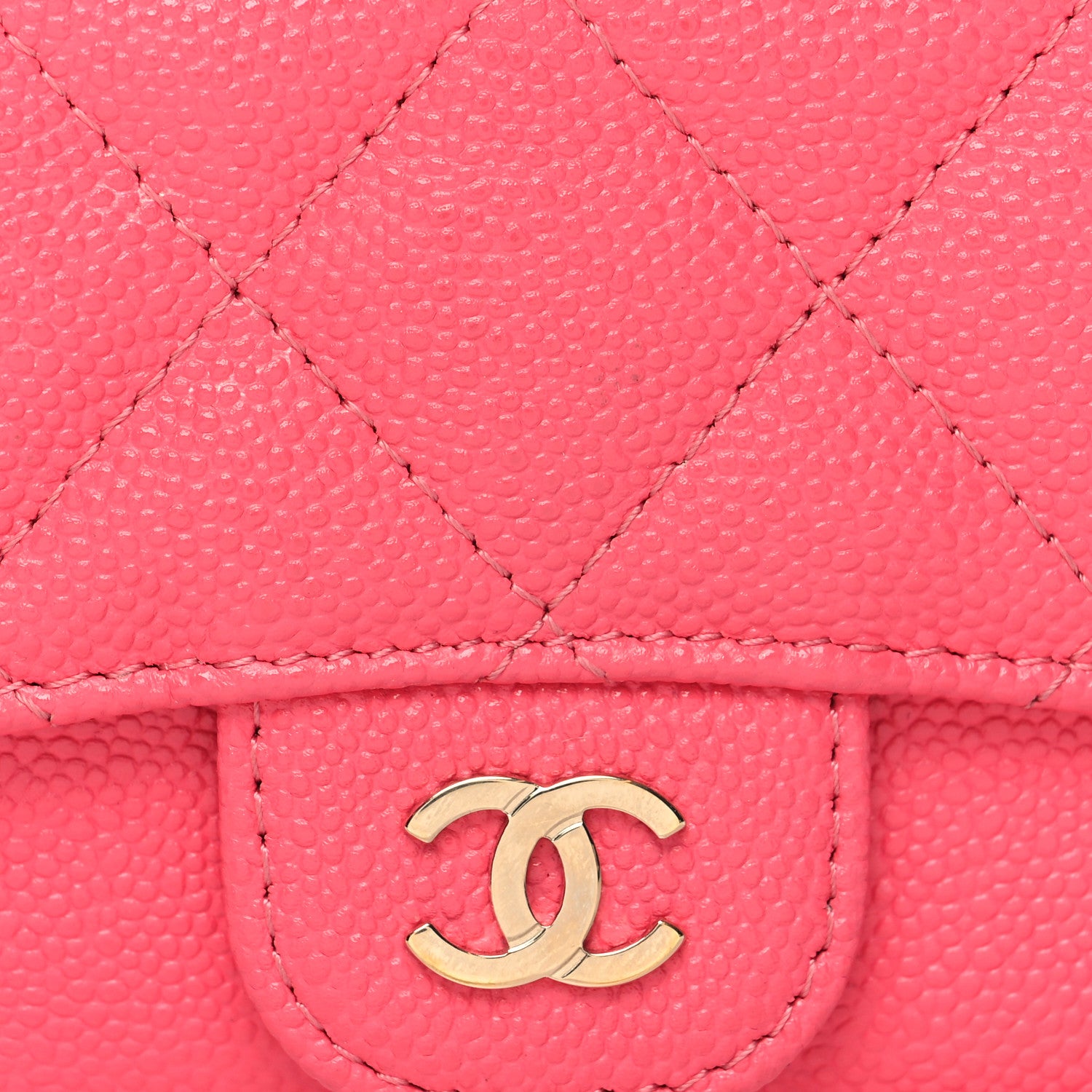 Chanel Caviar Quilted Flap Zip Card Holder Dark Pink 8 of 9