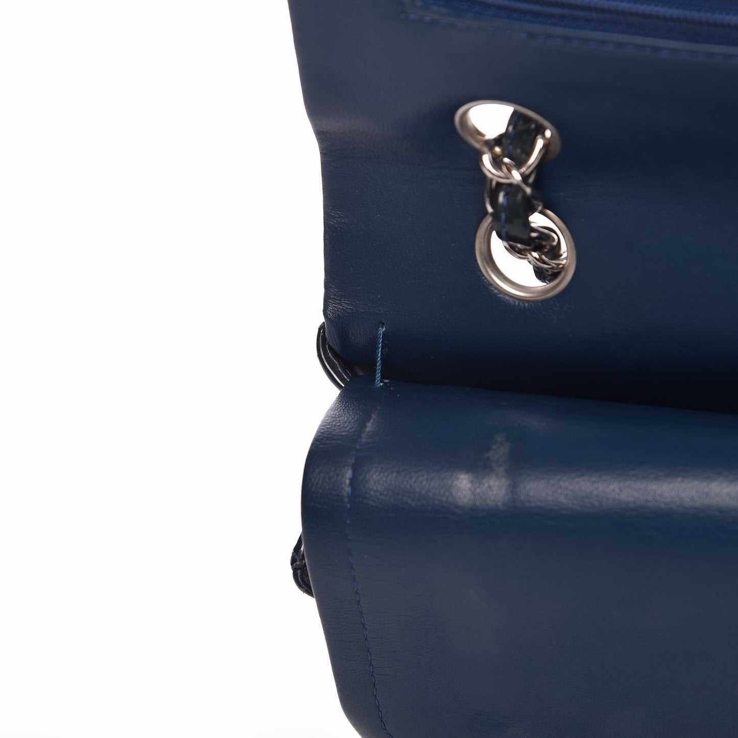 Patent Quilted Medium Double Flap Navy