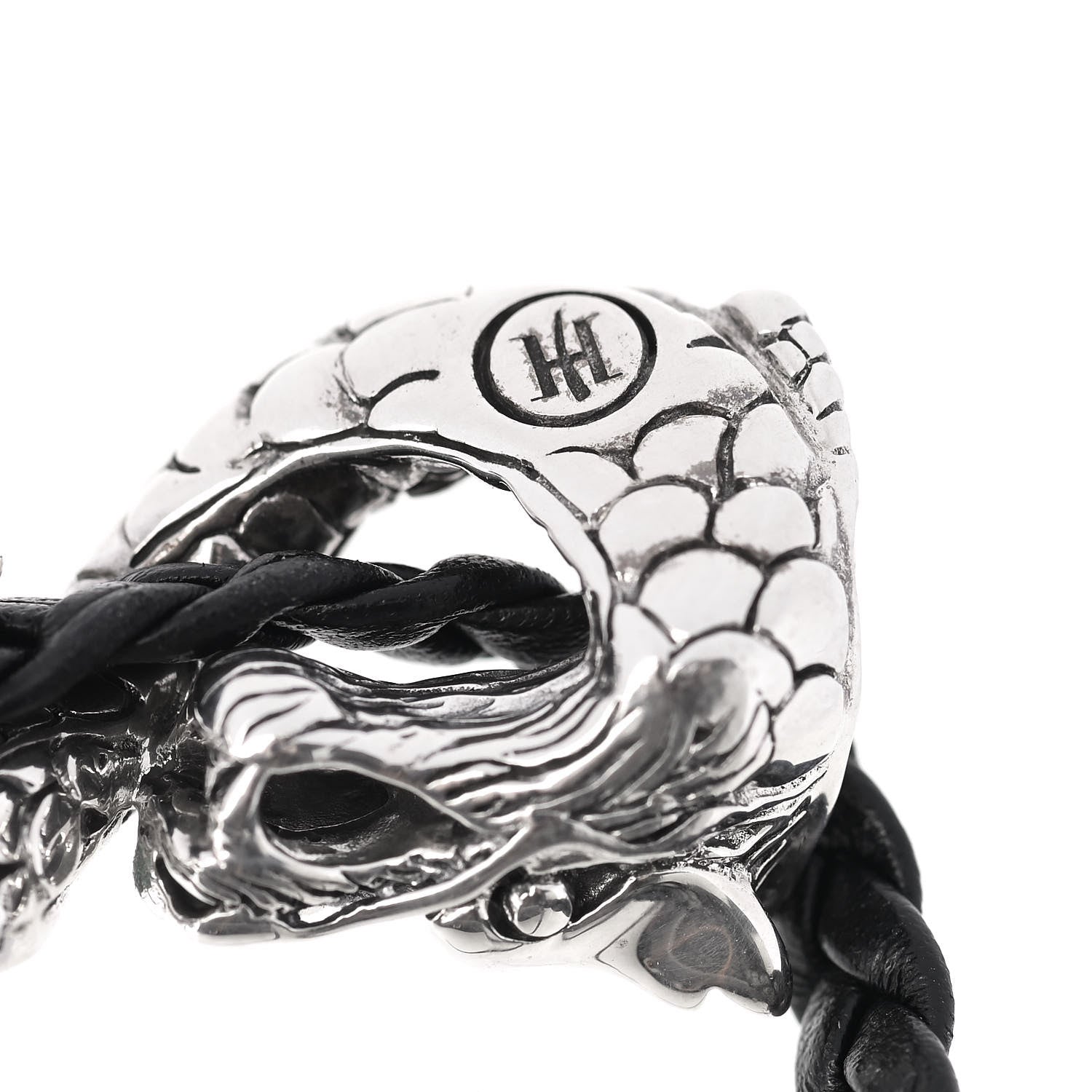 John Hardy Sterling Silver Leather Naga Dragon Triple Wrap Bracelet Black 4 of 5