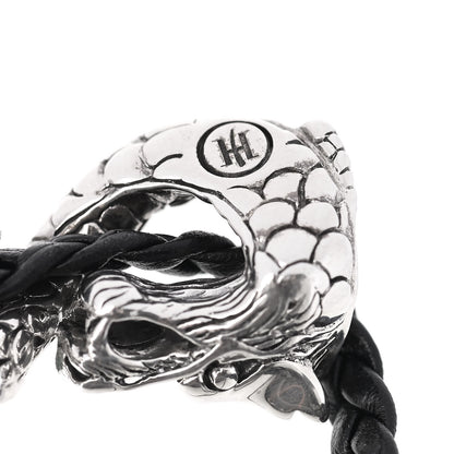 John Hardy Sterling Silver Leather Naga Dragon Triple Wrap Bracelet Black 4 of 5