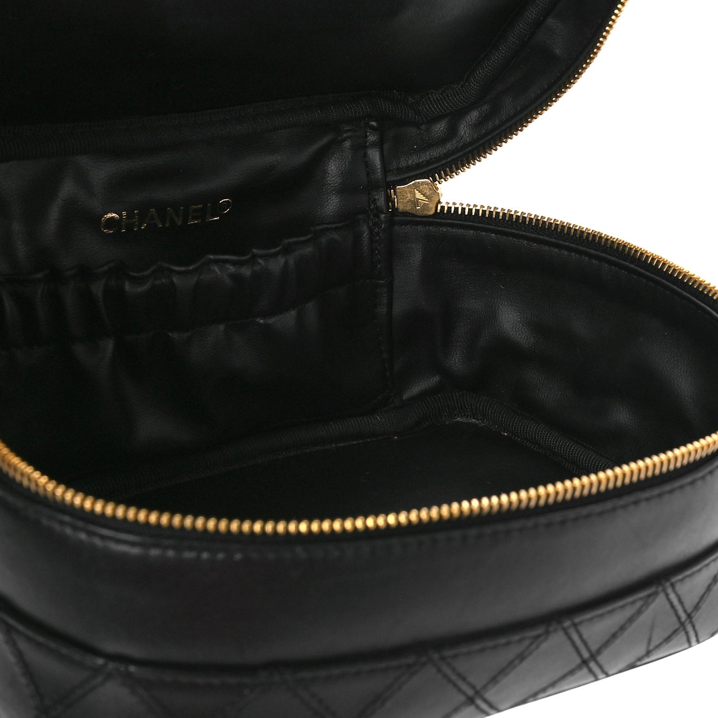 Lambskin Vanity Cosmetic Case Black
