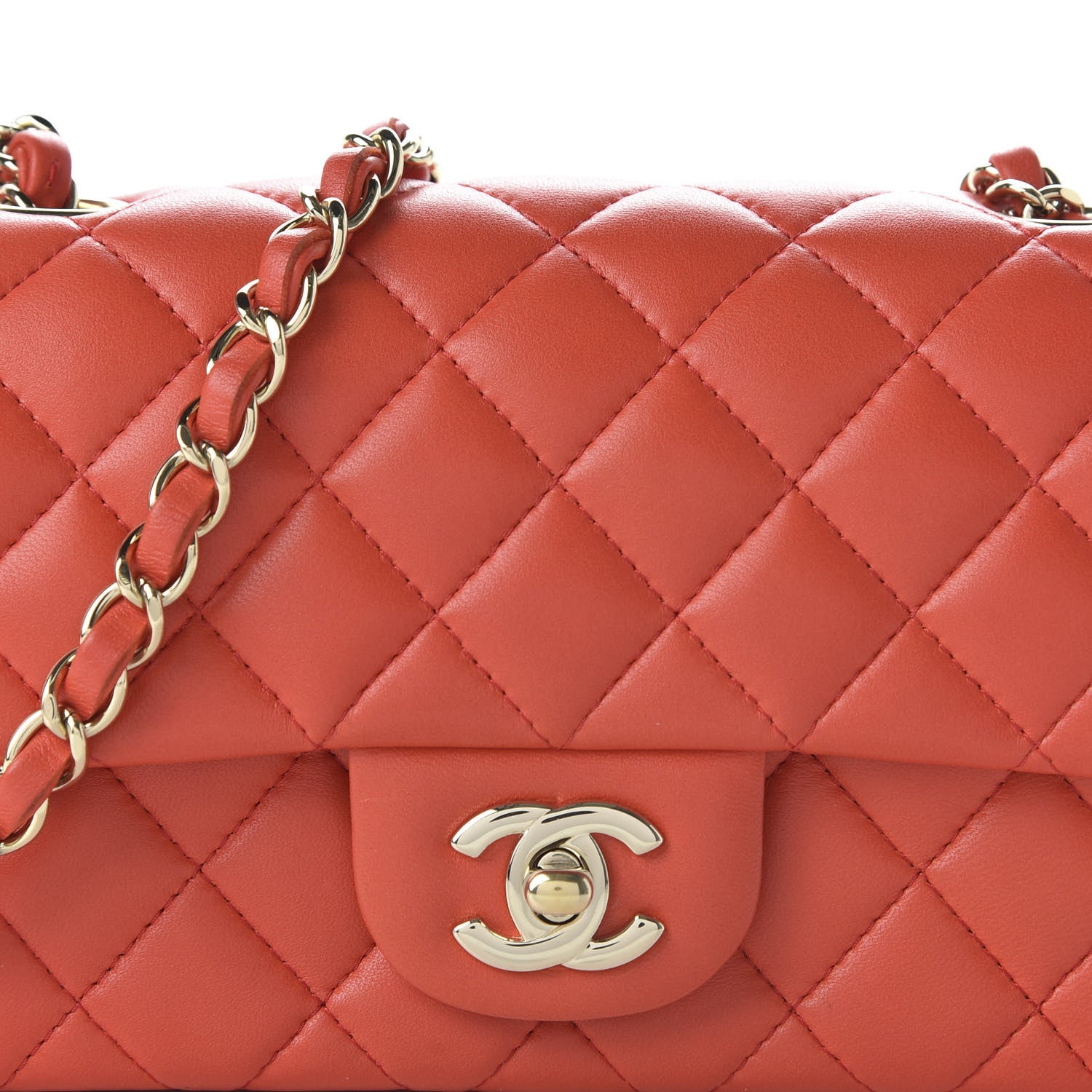 Chanel Lambskin Quilted Mini Rectangular Flap Red 10 of 10