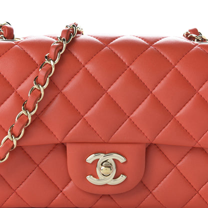 Chanel Lambskin Quilted Mini Rectangular Flap Red 10 of 10
