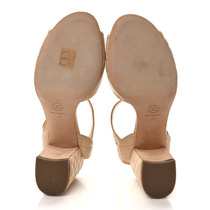 Chanel Lambskin Quilted Sandals 41 Beige 5 of 7