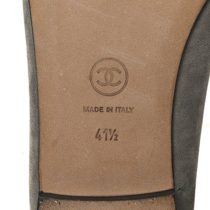 Chanel Suede Lambskin Cap Toe CC Ballerina Flats 41.5 Dark Grey Black 8 of 11