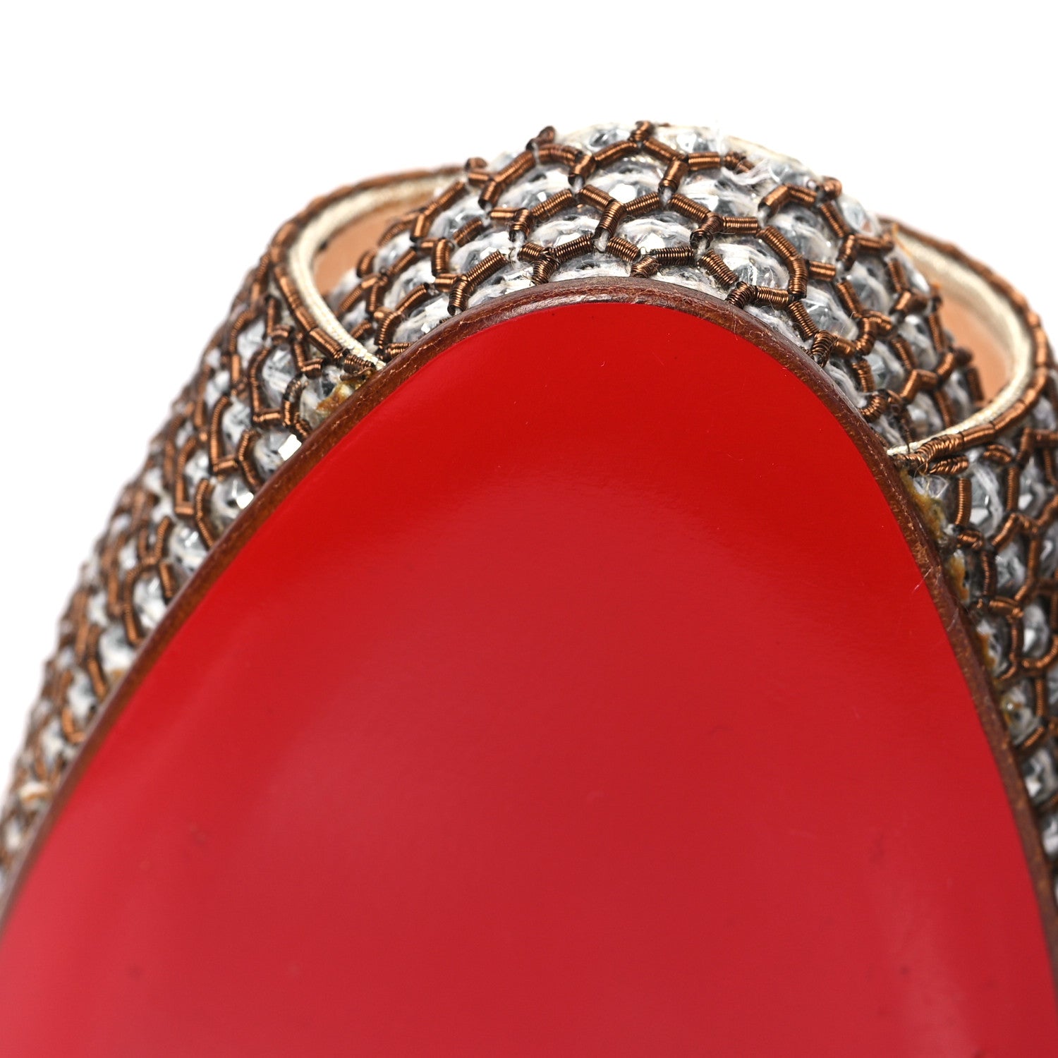 Christian Louboutin Sequin Embellished Peep Toe 110 Pumps 39 Silver 8 of 10