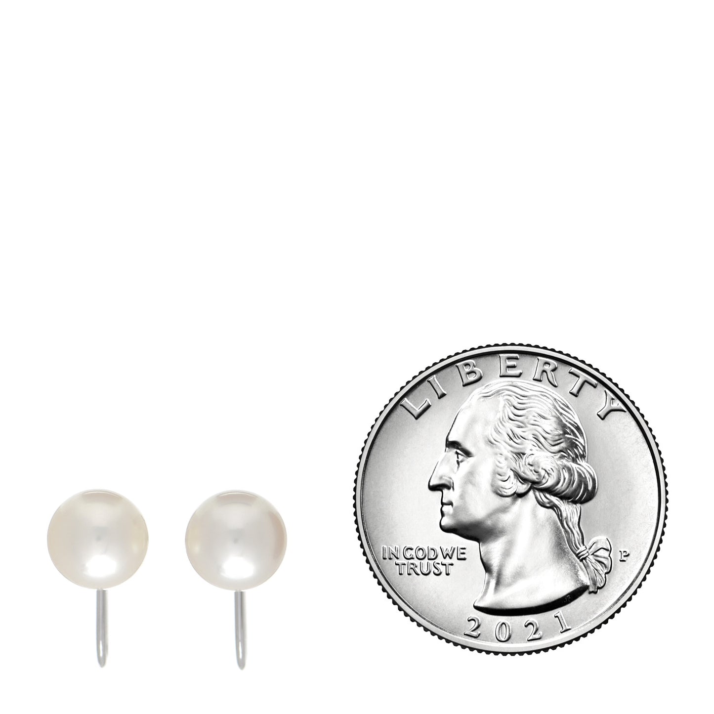 18K White Gold Pearl 7-7.5mm Screw Back Earrings
