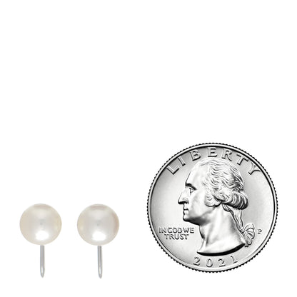 Mikimoto 18K White Gold Pearl 7-7.5mm Screw Back Earrings 2 of 4