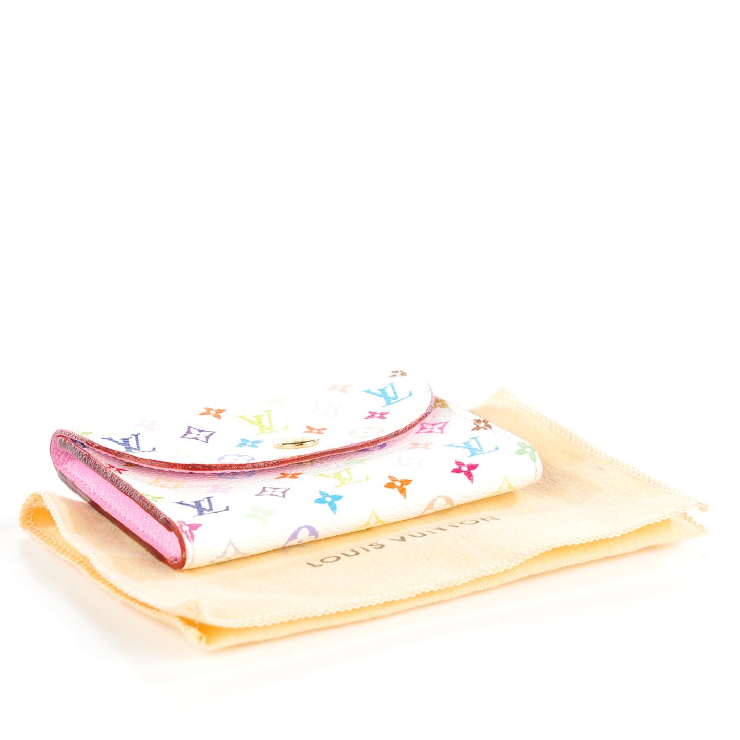Monogram Multicolor Business Card Holder White Litchi