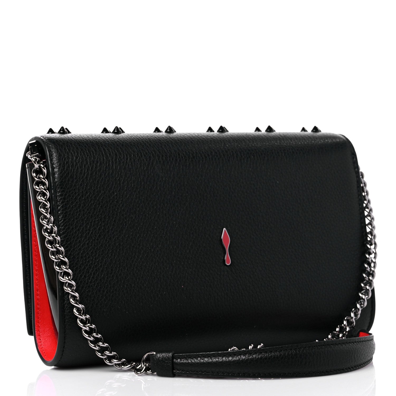 Christian Louboutin Calfskin Spikes Loubinthesky Paloma Clutch Black 3 of 10