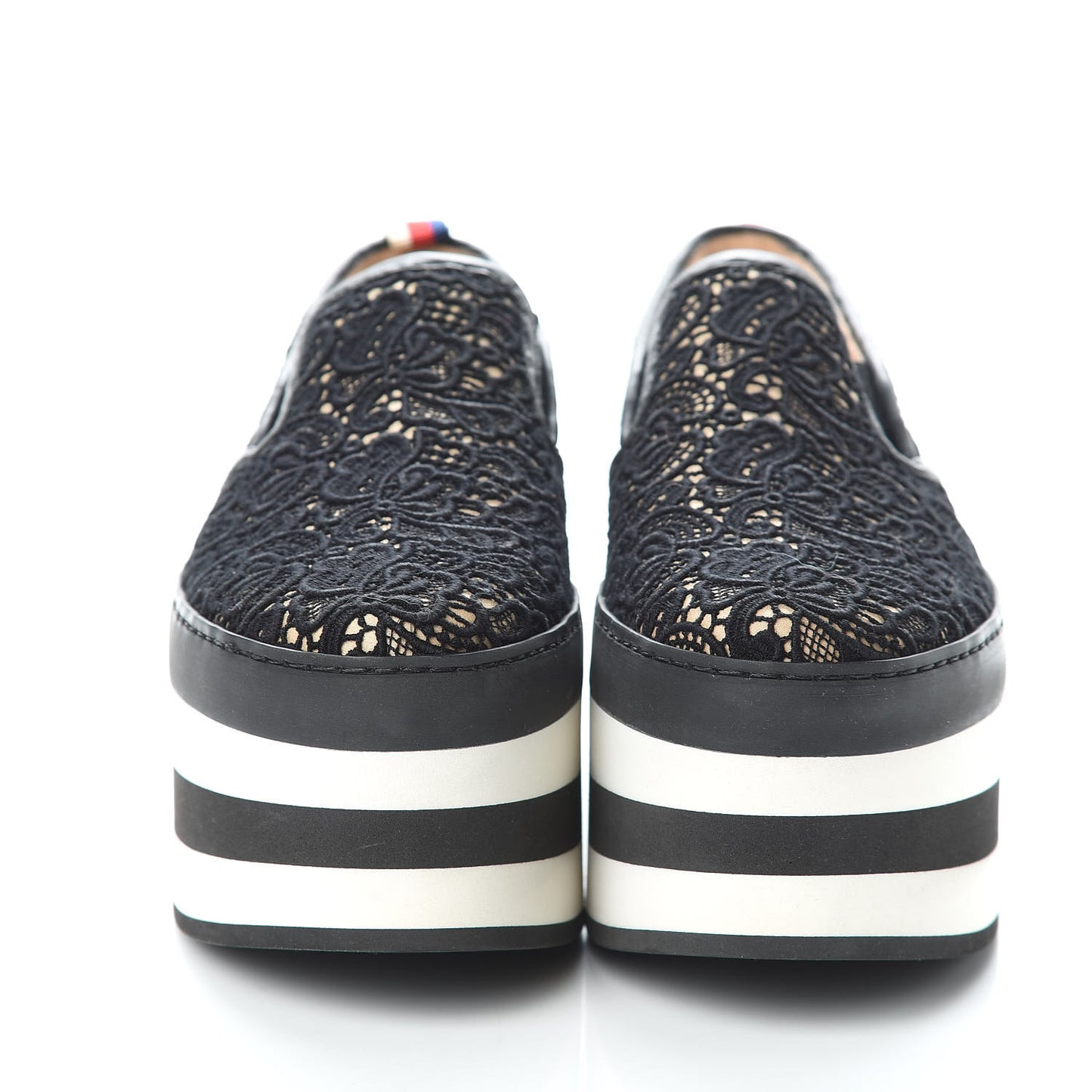 Rubber Lace Embroidered Womens Platform Sneakers 38 Black White