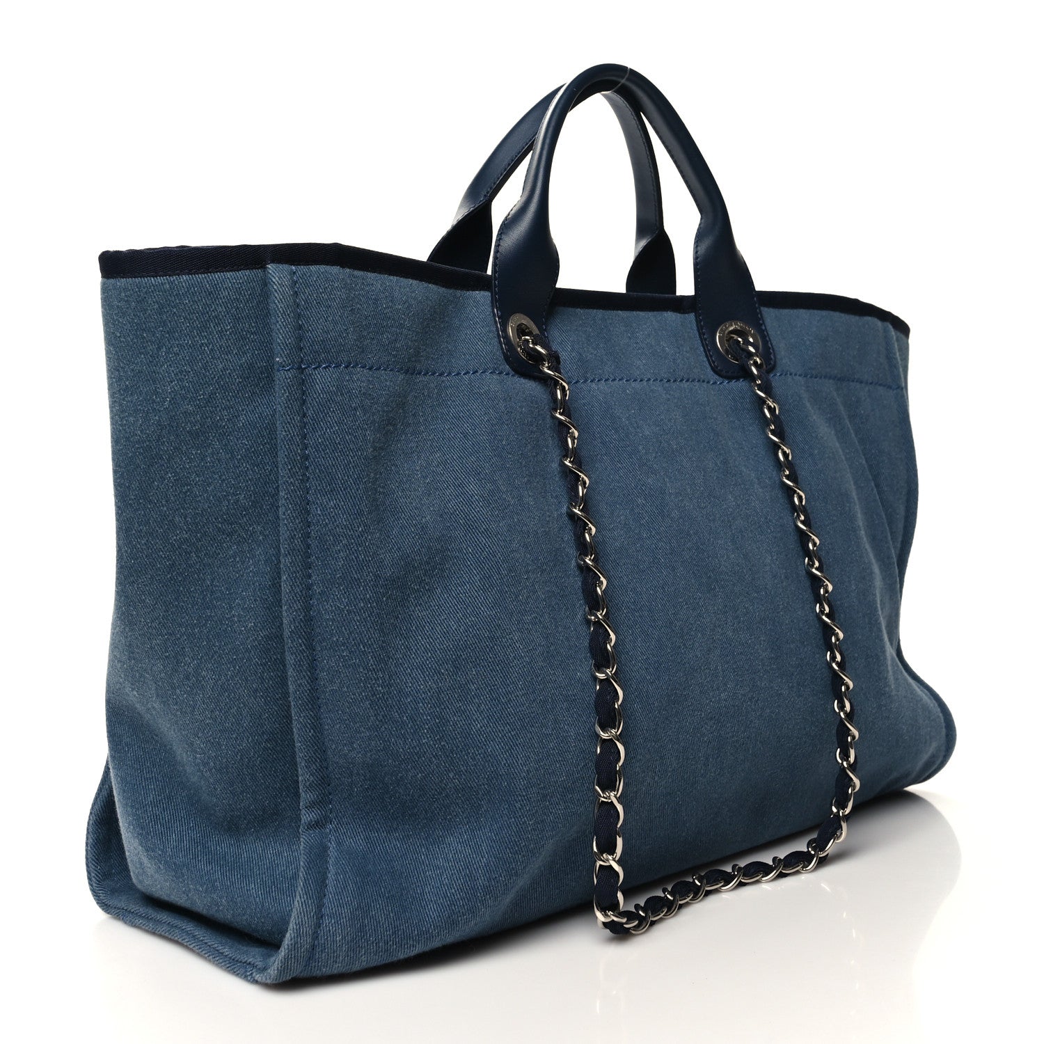 Chanel Canvas Sequin Large Deauville Tote Navy 3 of 12