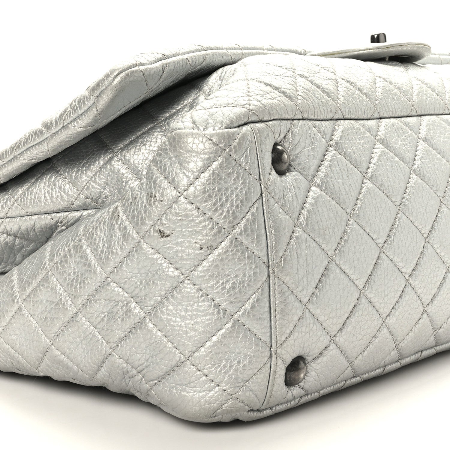 Chanel Metallic Calfskin Quilted XXL Travel Flap Bag Silver 8 of 9