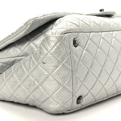 Chanel Metallic Calfskin Quilted XXL Travel Flap Bag Silver 8 of 9