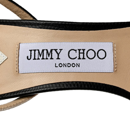 Jimmy Choo Lizard Embossed Minny 85 Ankle Strap Sandals 36.5 Black White 6 of 7