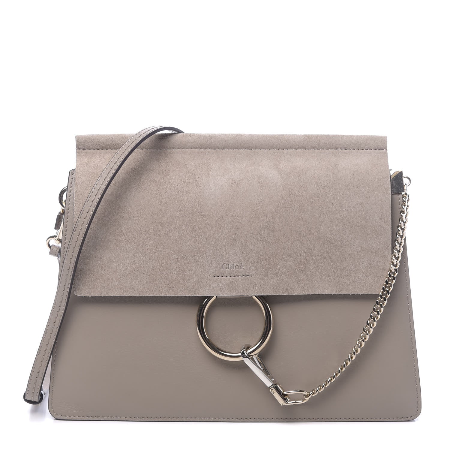 Chloe Calfskin Suede Medium Faye Shoulder Bag Motty Grey 1 of 9