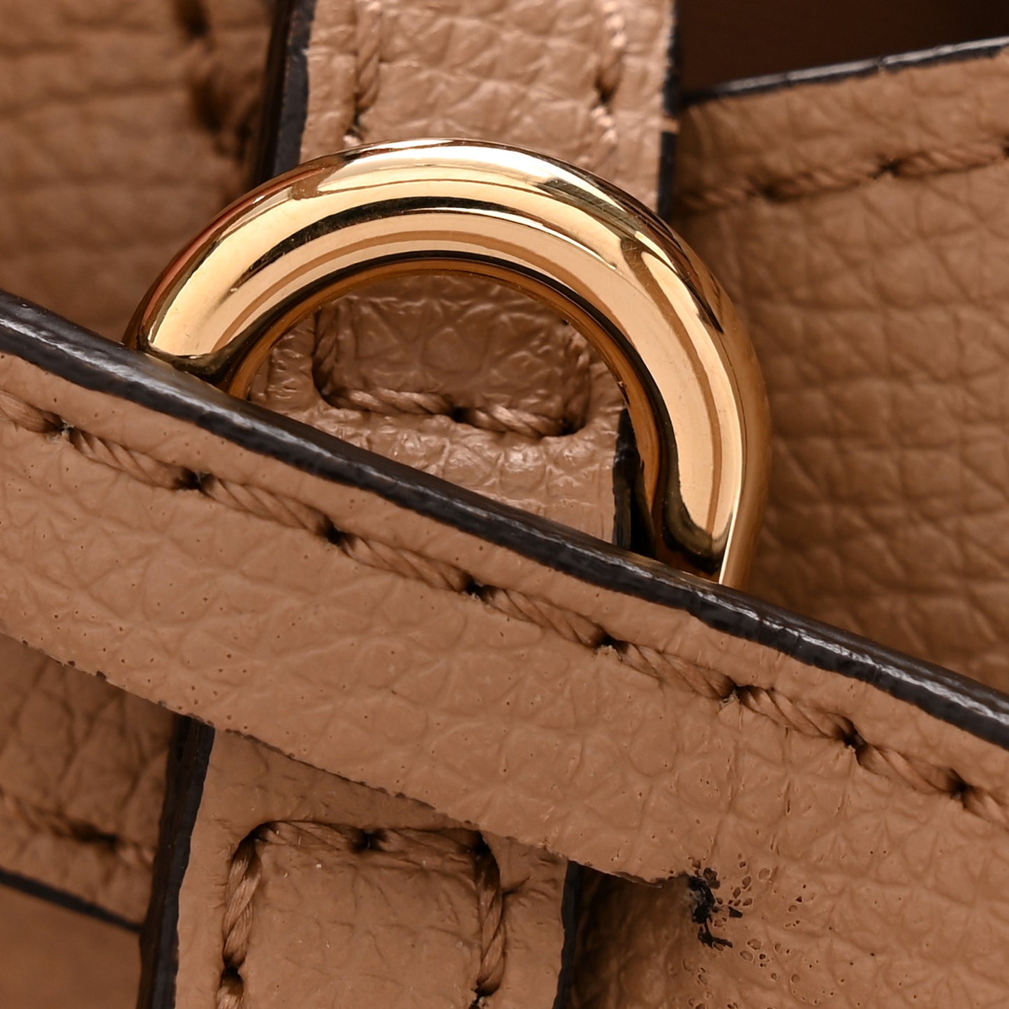 Grainy Calfskin Haymarket Check Medium Reversible Tote Camel