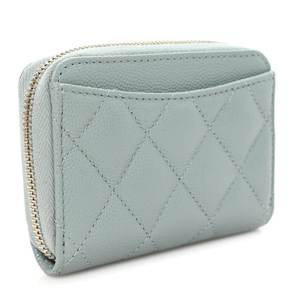 Chanel Caviar Quilted Zip Around Coin Purse Wallet Grey 3 of 7