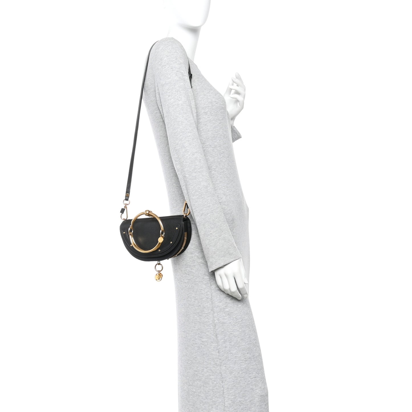Calfskin Small Nile Bracelet Minaudiere Bag Black