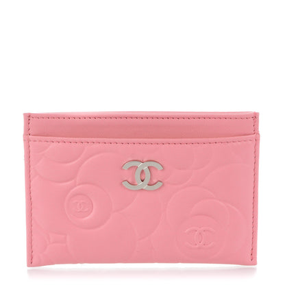 Chanel Lambskin Camellia Embossed Card Holder Pink 1 of 8