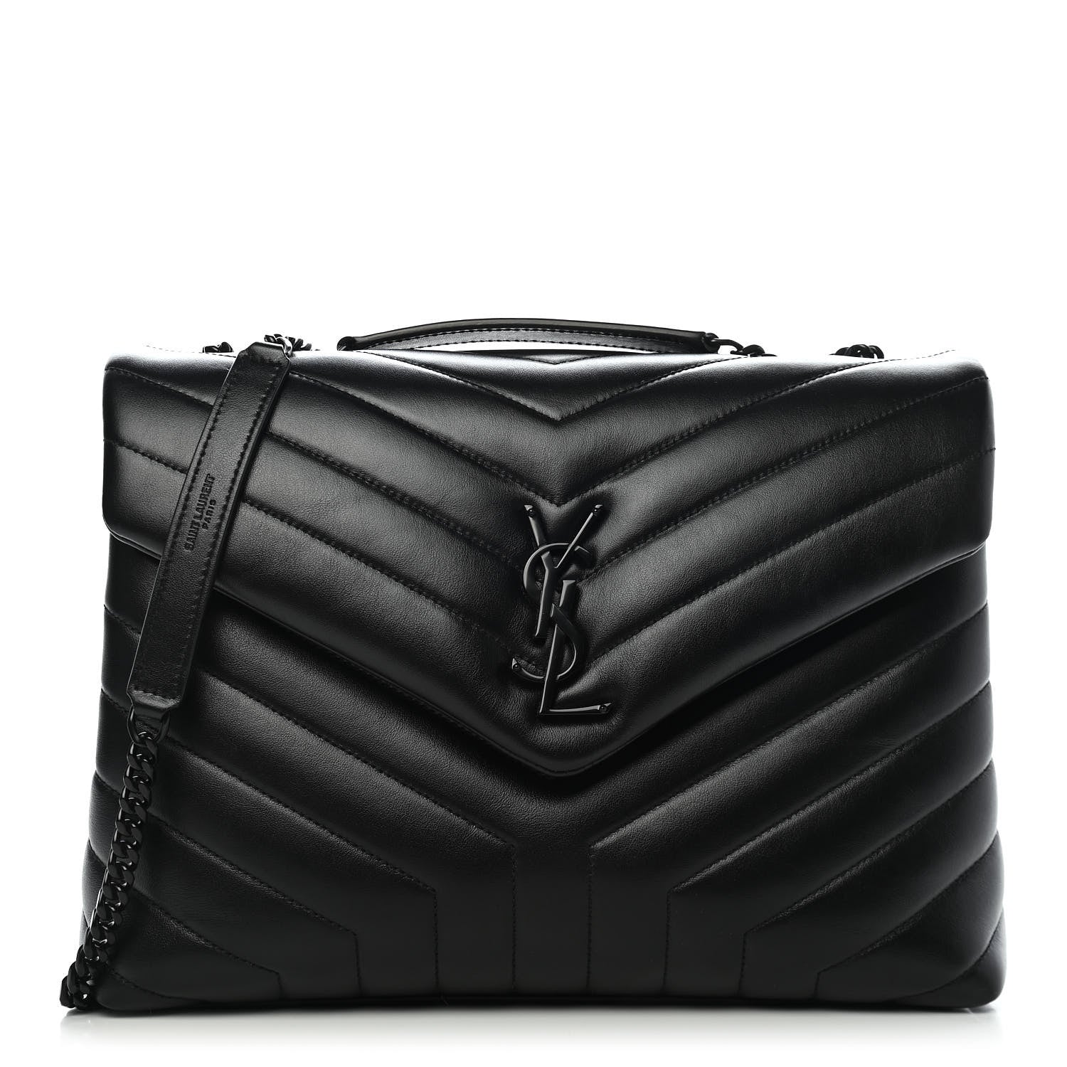 Saint Laurent Calfskin Y Quilted Monogram Medium Loulou Chain Satchel Black 1 of 10