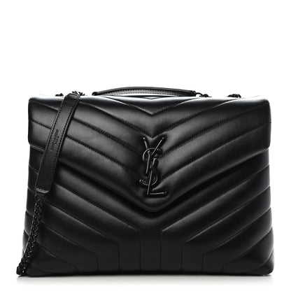 Saint Laurent Calfskin Y Quilted Monogram Medium Loulou Chain Satchel Black 1 of 10