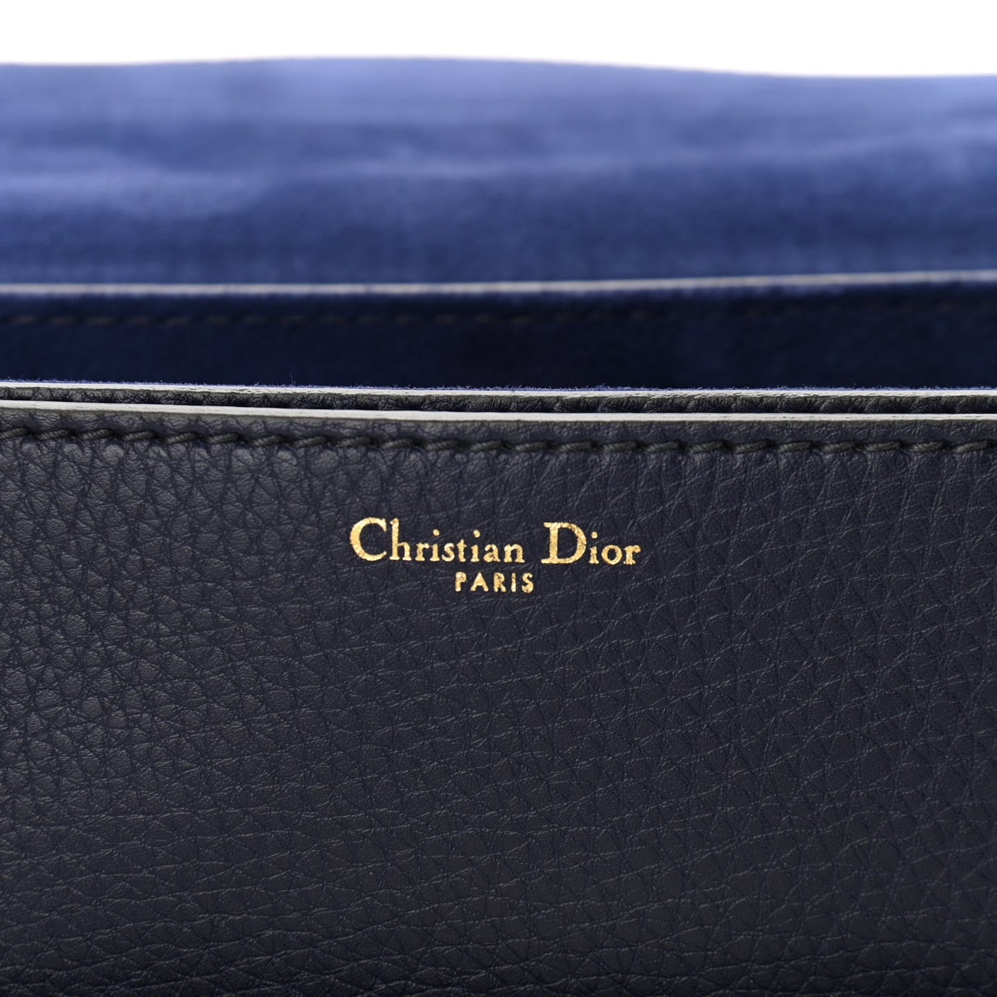 Grained Calfskin Dio(r)evolution Flap Bag Navy Blue