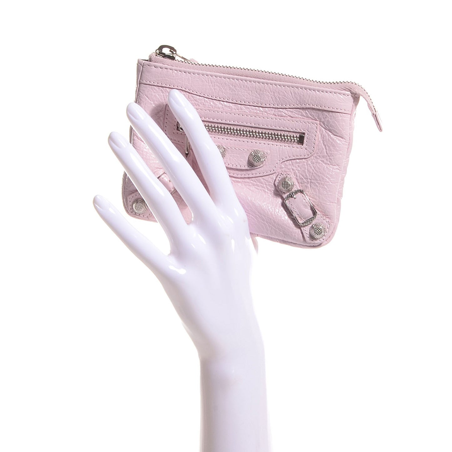 Agneau Giant 12 Silver Hardware M Porte-Monnaie Coin Purse Rose Poudre