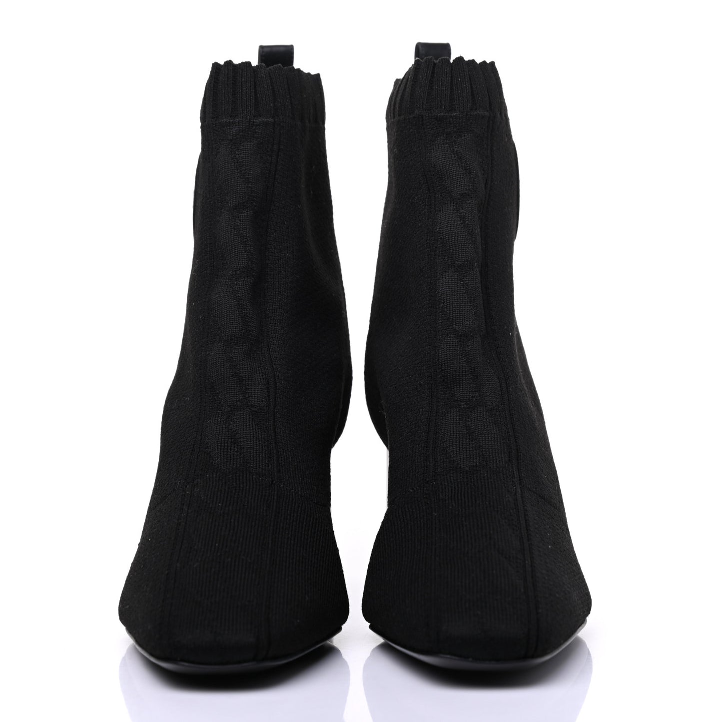 Knit Calfskin Volver Ankle Boots 37.5 Black
