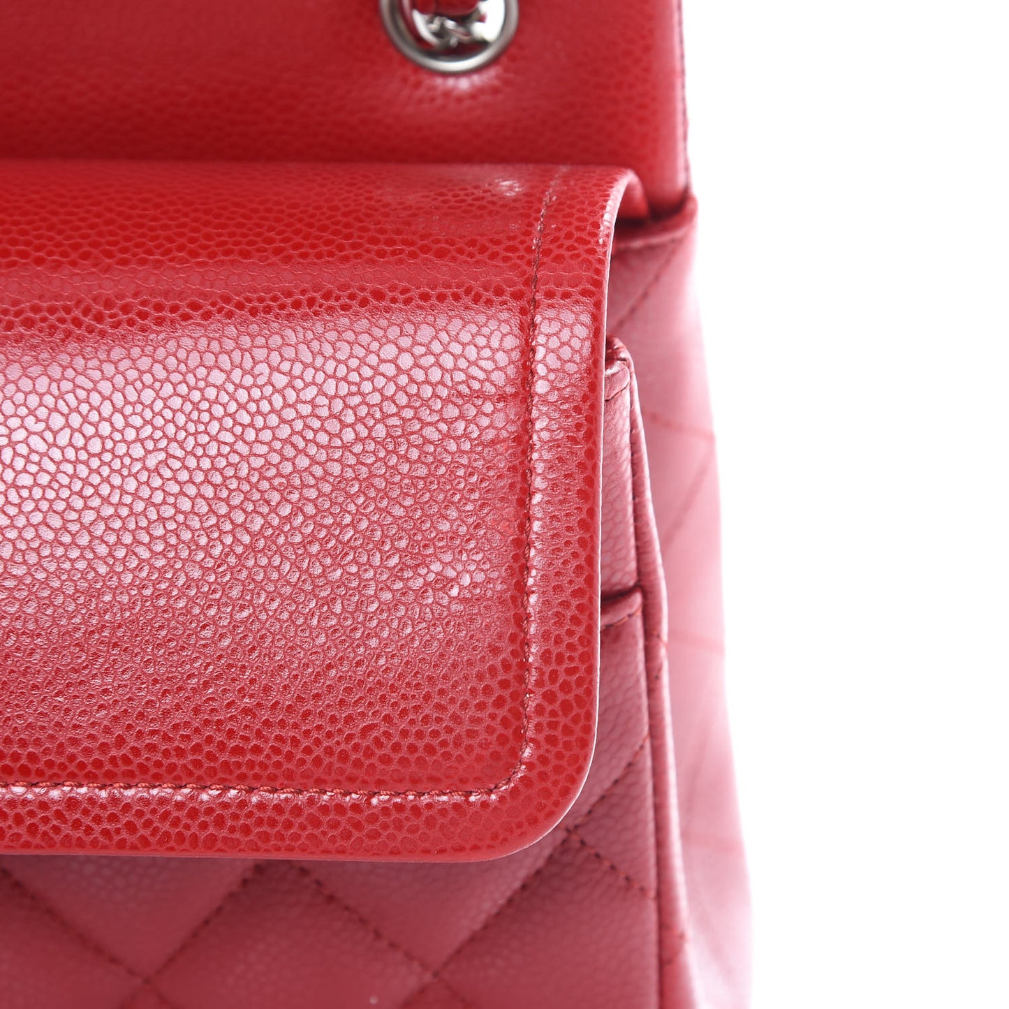 Caviar Quilted Jumbo Double Flap Red