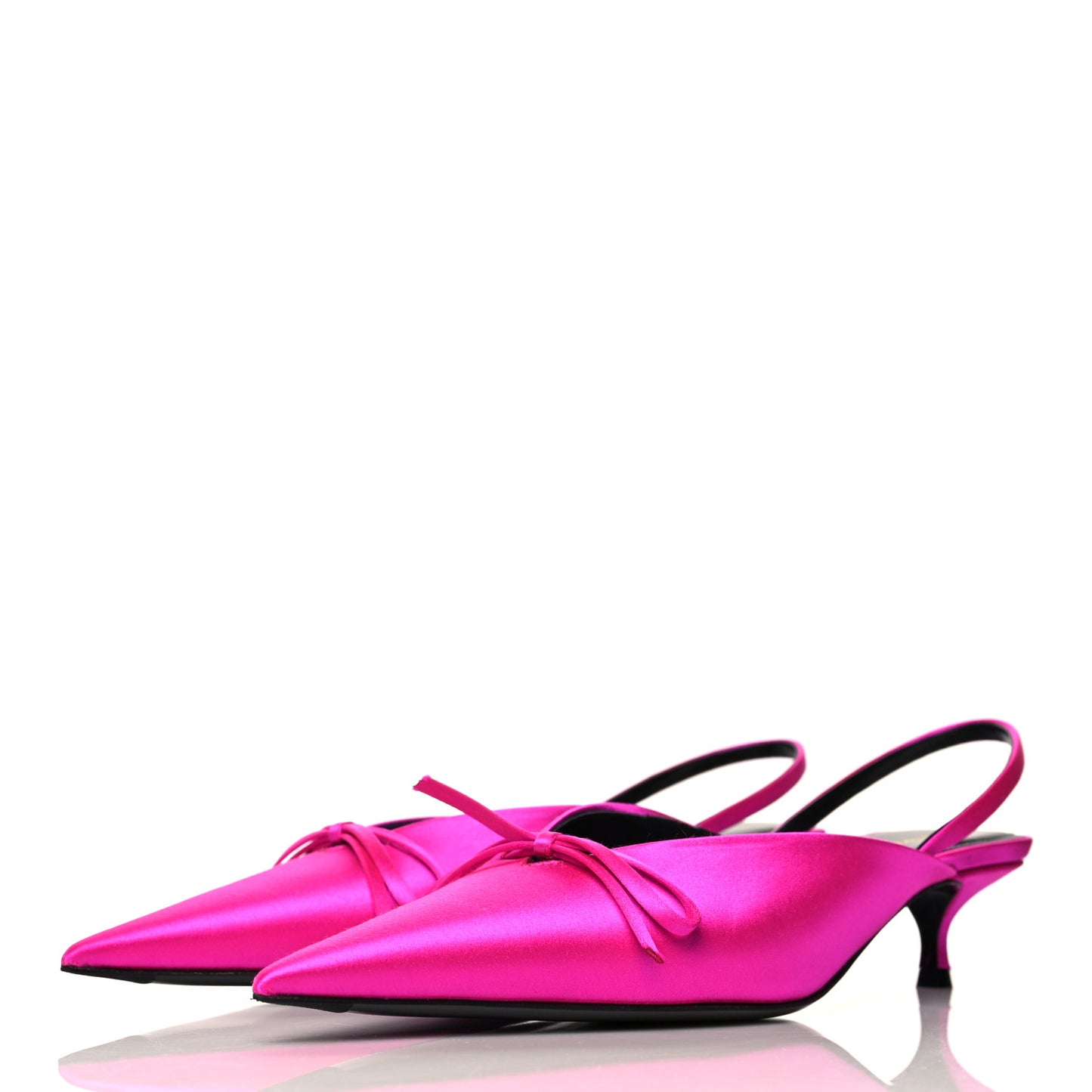 Satin Pointed Toe Knife Slingback 40mm Mules 36 Rose Fuchsia