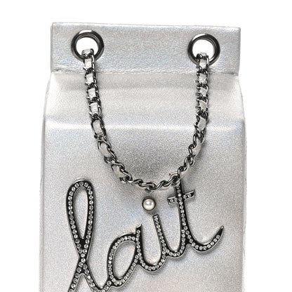 Chanel Metallic Goatskin Lait de Coco Milk Carton Bag Silver 8 of 10