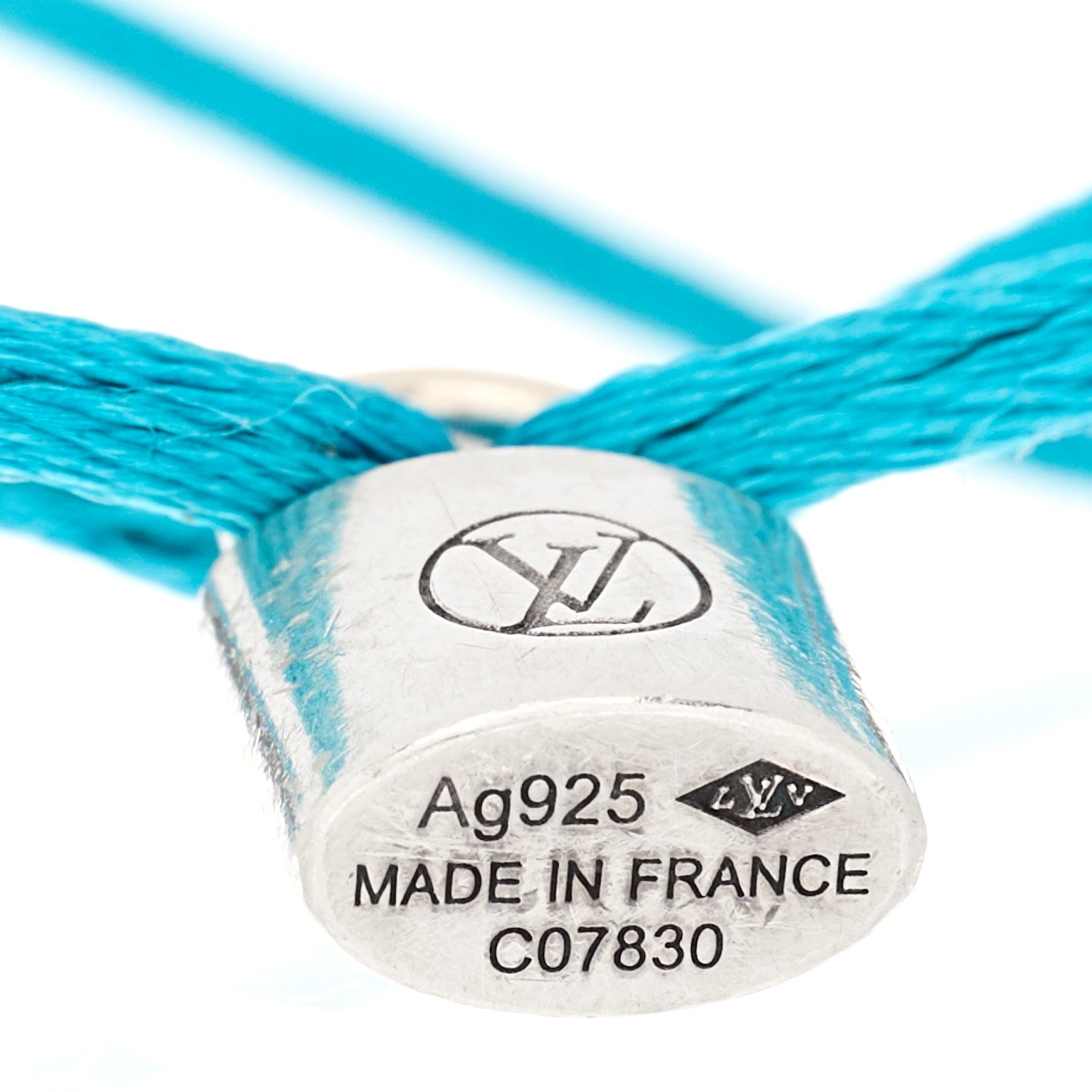 Louis Vuitton Sterling Silver Lockit Adjustable Cord Bracelet Blue 3 of 3