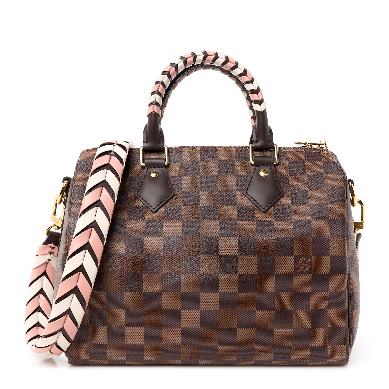 Louis Vuitton Damier Ebene Braided Speedy Bandouliere 25 Pink 1 of 12