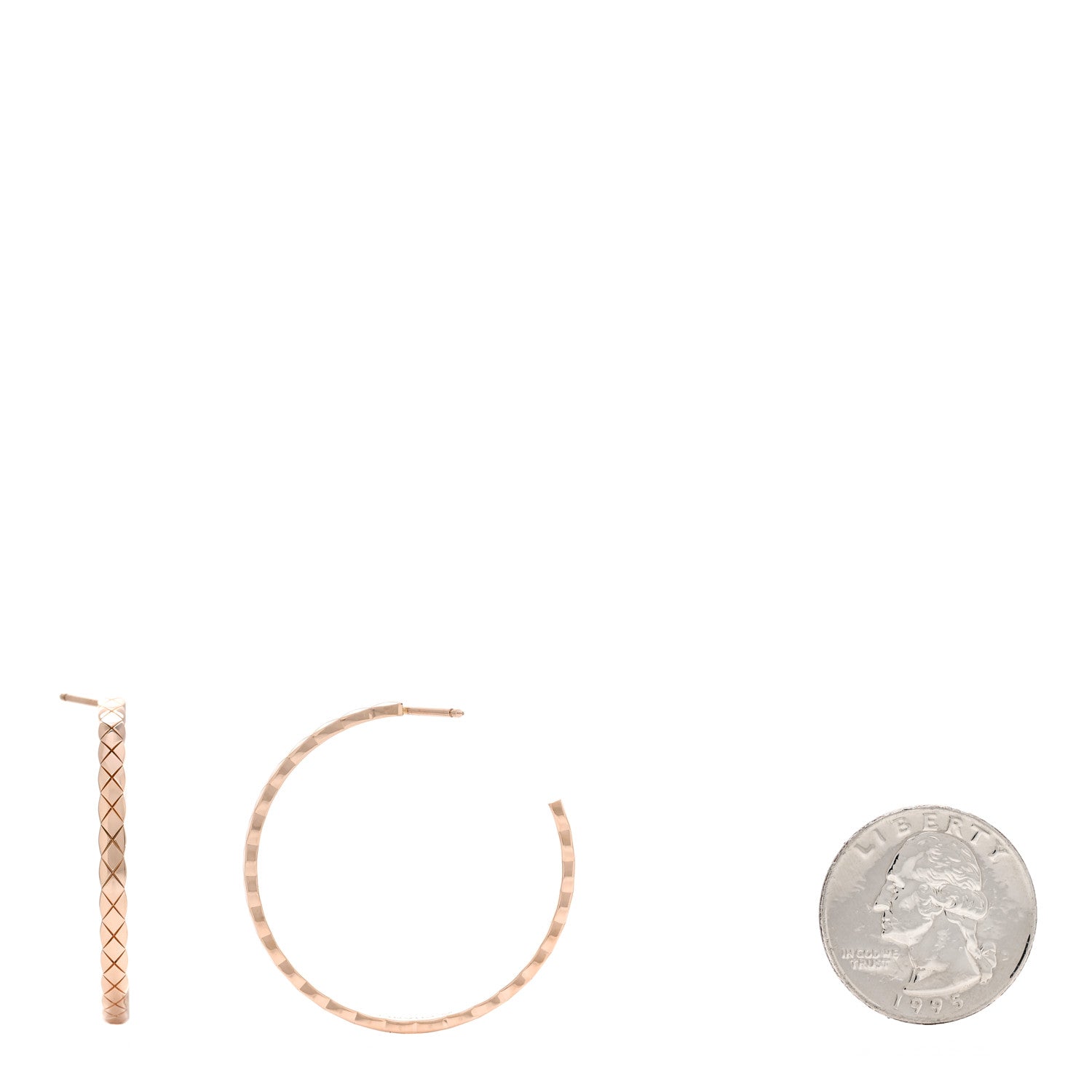 Chanel 18K Beige Gold Large Coco Crush Hoop Earrings 2 of 6