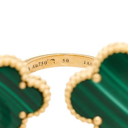 Van Cleef & Arpels 18K Yellow Gold Malachite Magic Alhambra Between the Finger Ring 50 5.25 7 of 8