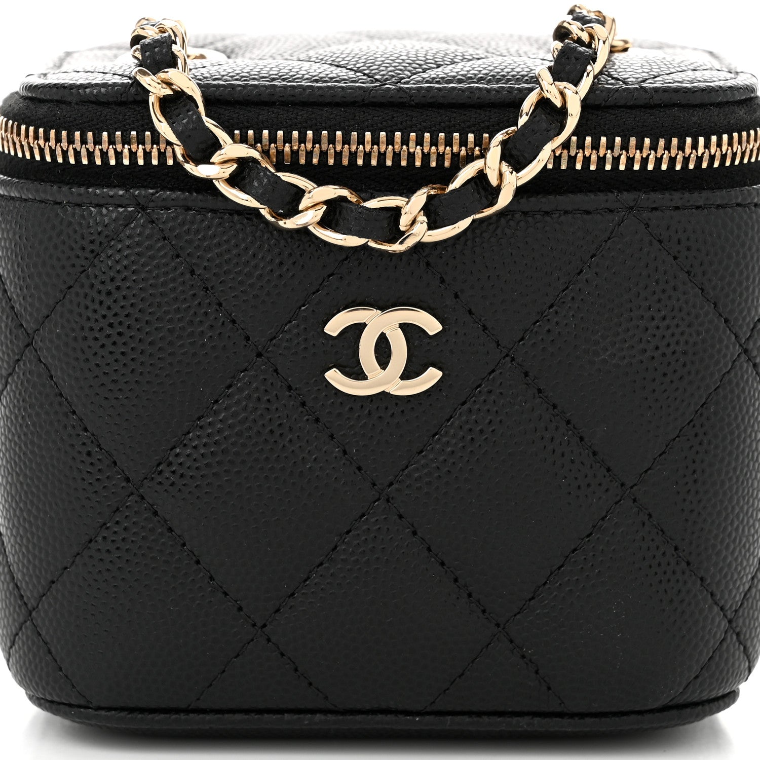 Chanel Caviar Quilted Mini Vanity Case With Chain Black 8 of 11