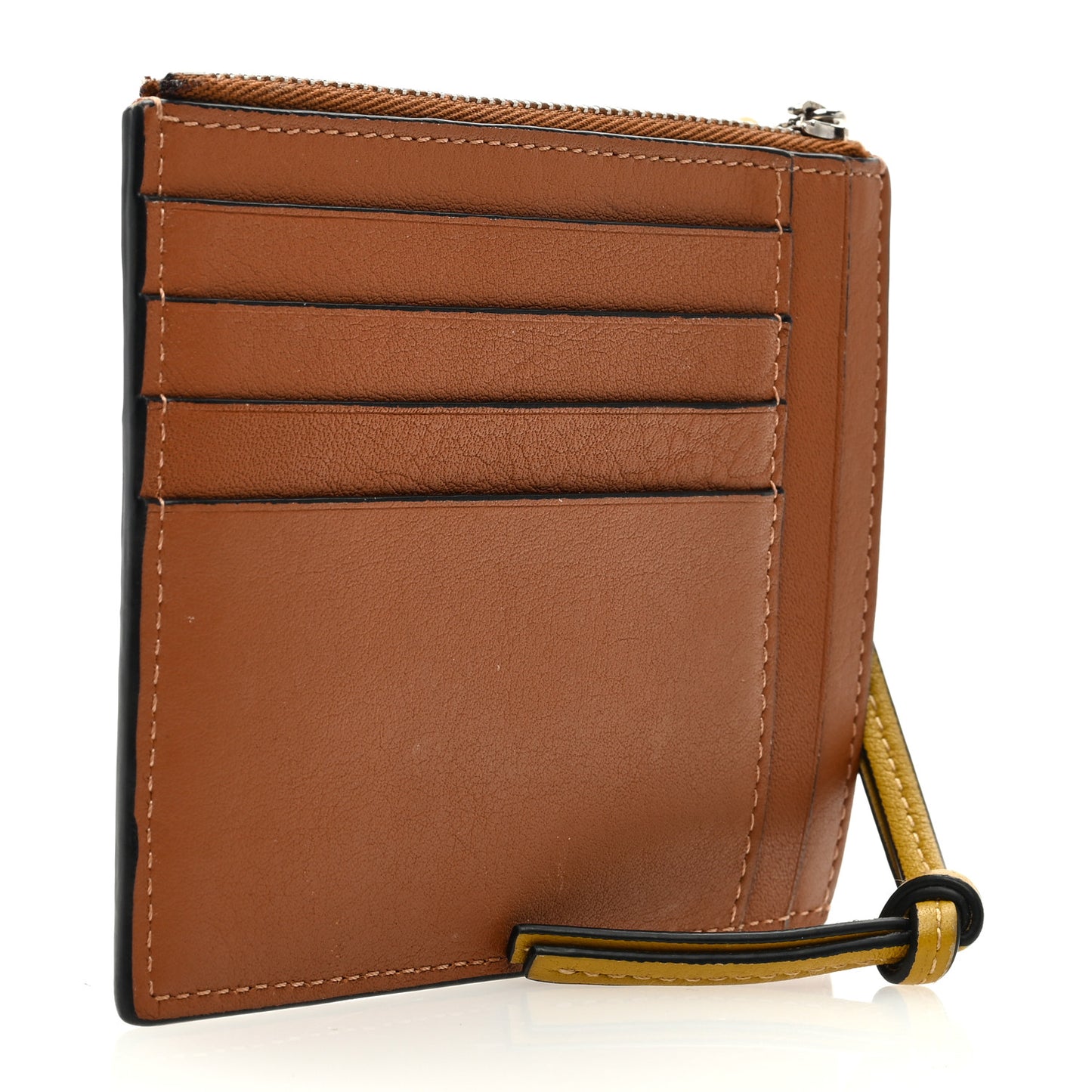 Calfskin Debossed Anagram Card Holder Tan