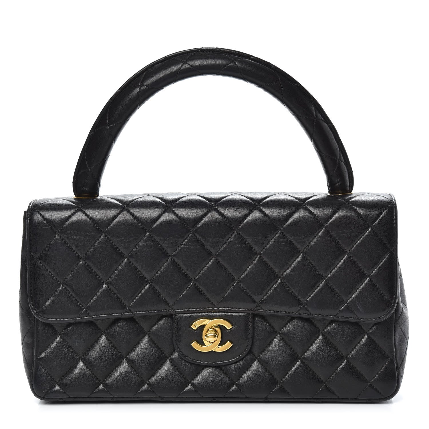 Chanel Lambskin Quilted Medium Rectangular Kelly Flap Bag Black 1 of 15